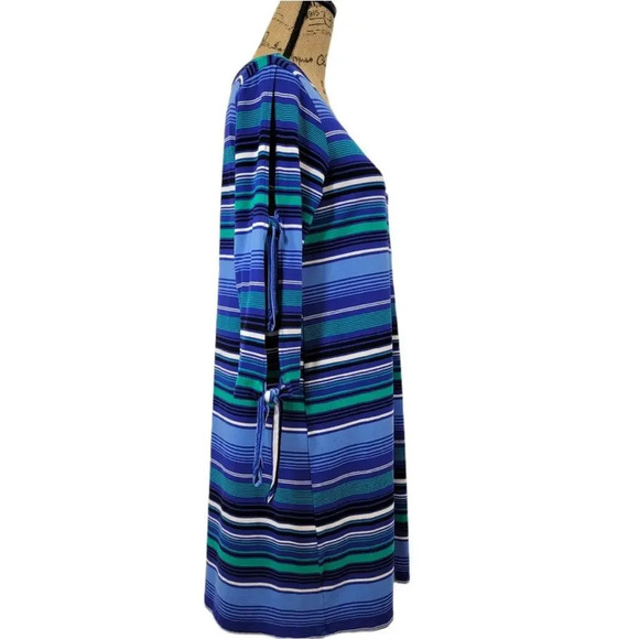 CUPIO Women's Nautical Cold Shoulder Striped Shirt Dress Blue Size Large - Picture 3 of 15